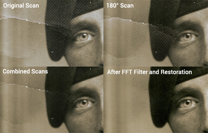 Removing paper texture from an old photo restoration
