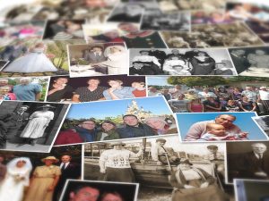 Close up of my family tree photo montage