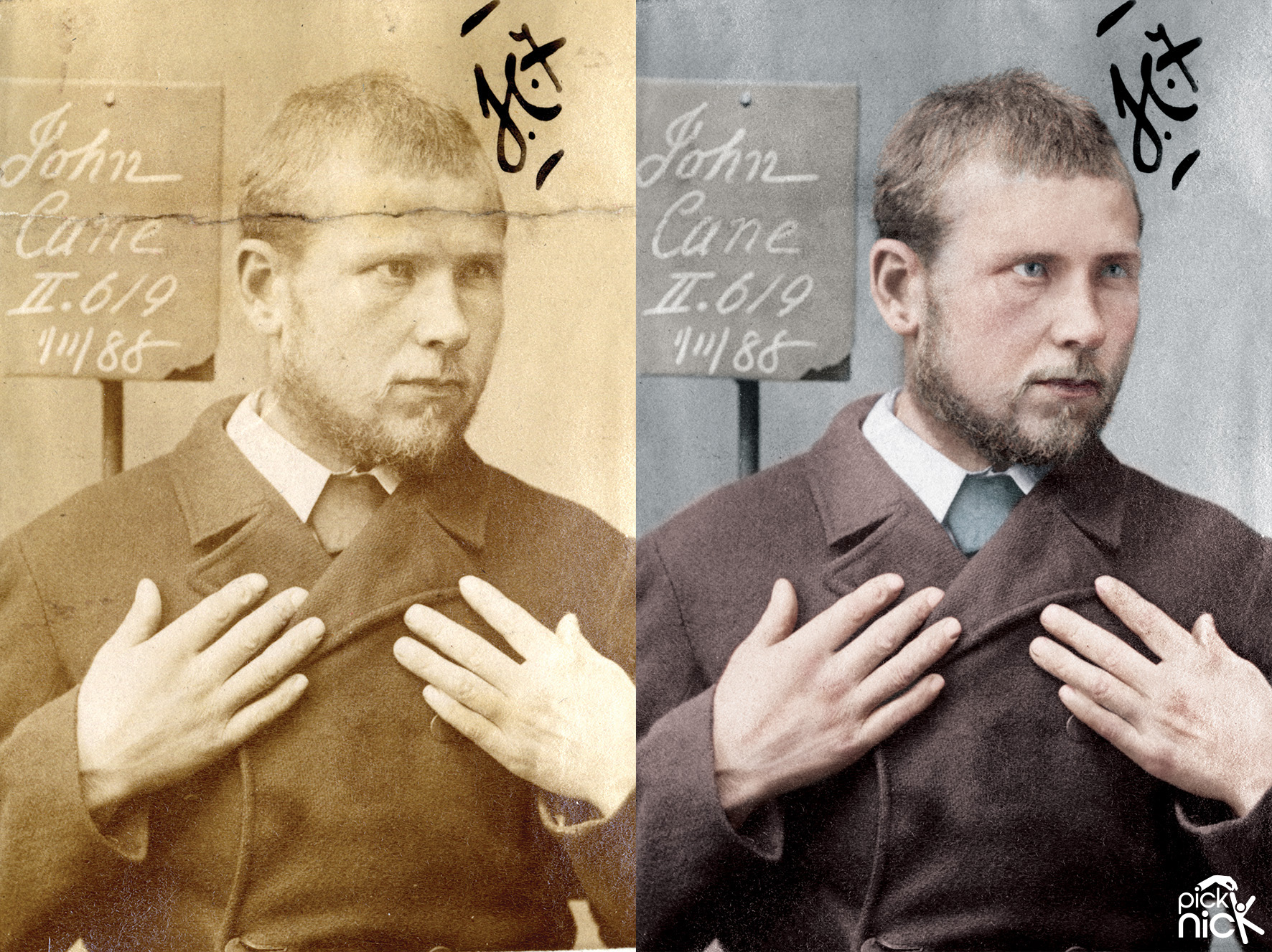 John Cane - Colourised prisoner photos showing before and after
