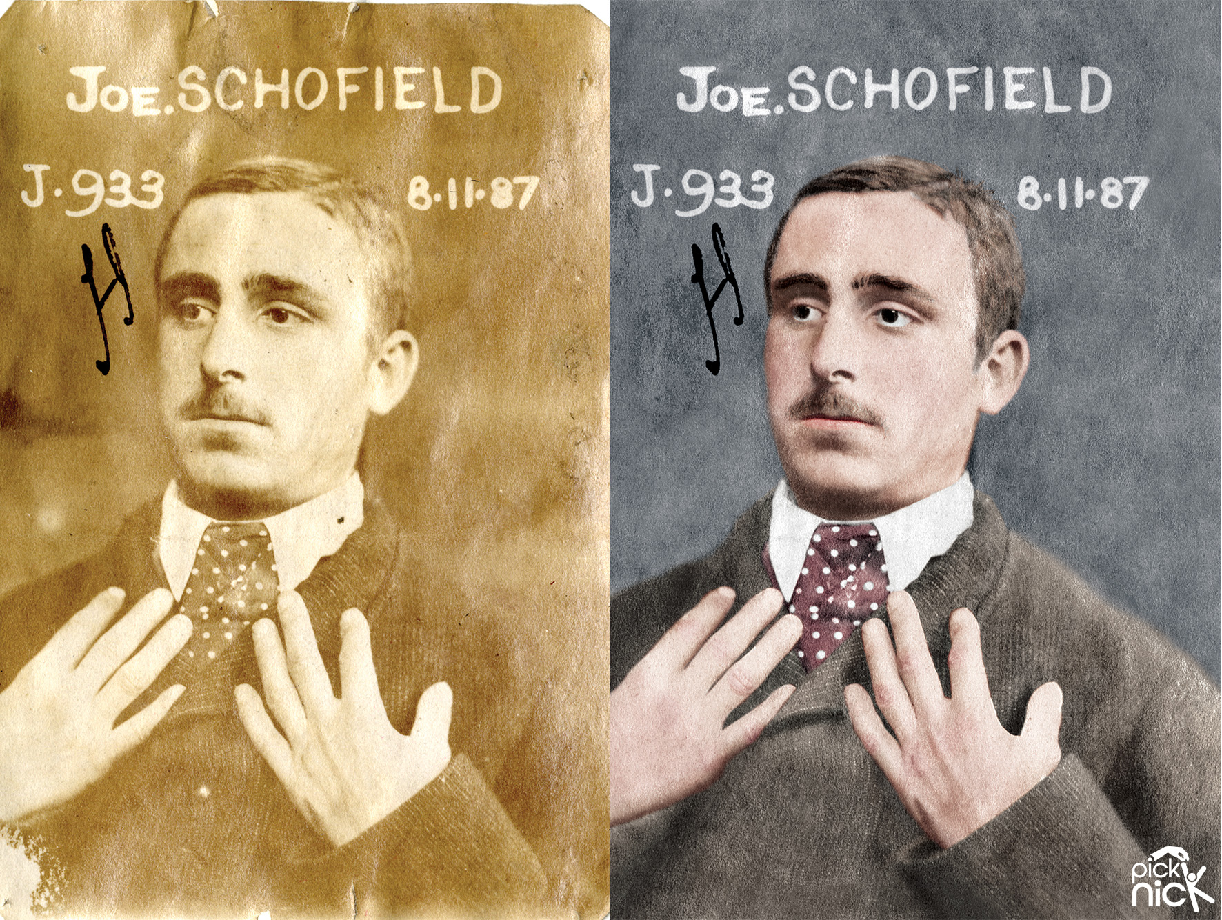 Joe Schofield - Colourised prisoner photos showing before and after