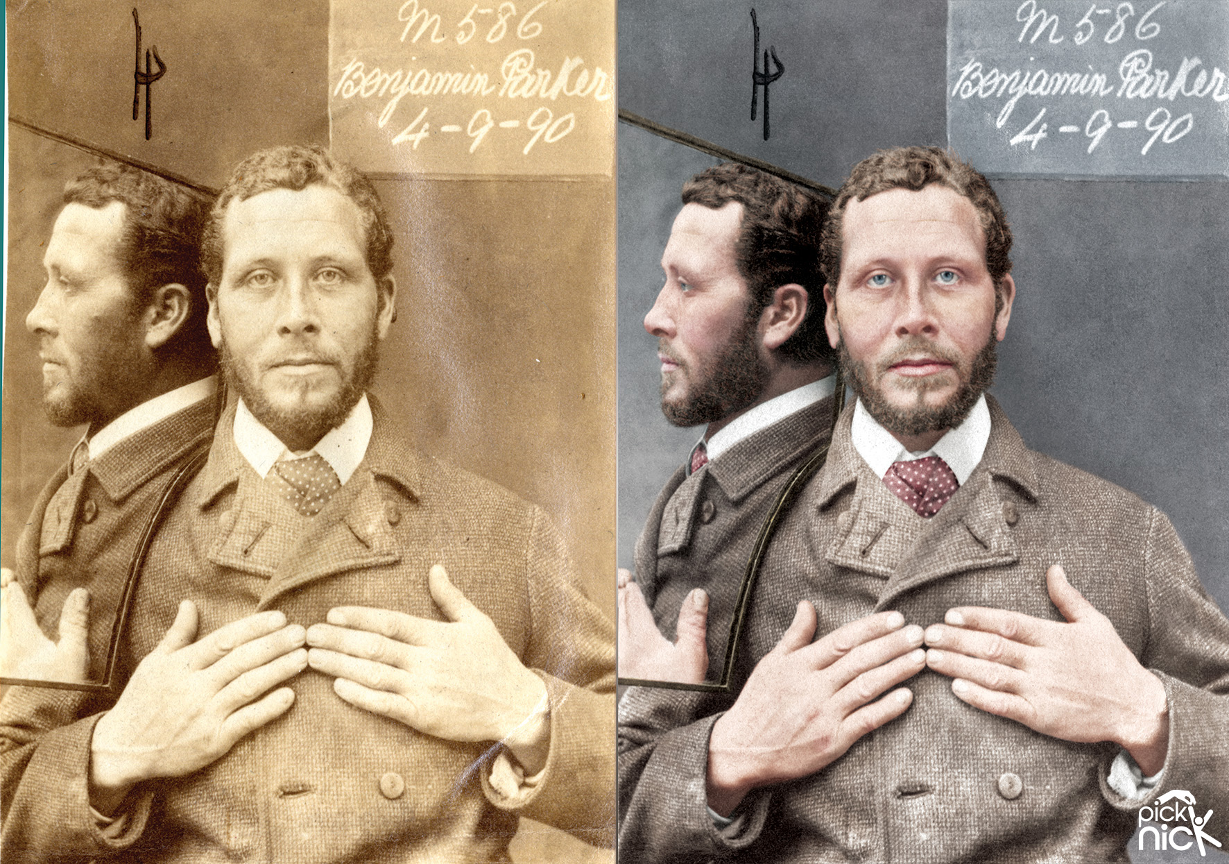 Seaman Benjamin Parker - Colourised prisoner photos showing before and after