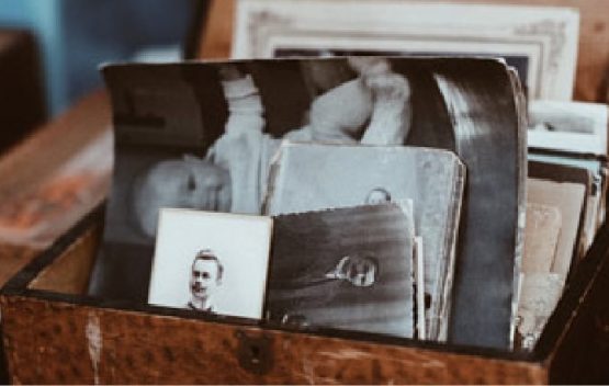 box of old photos to scan