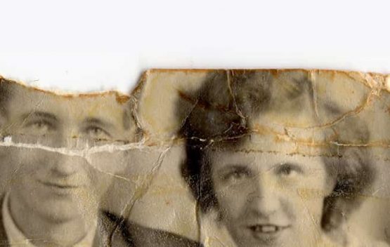 old photo with a section missing