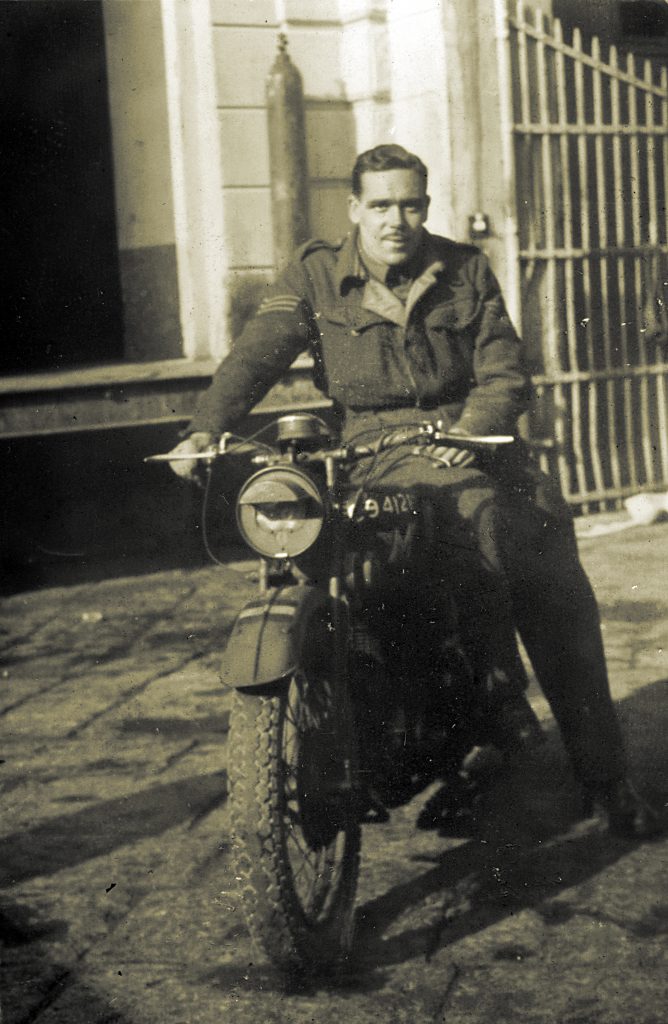 Leslie Riding his Matchless G3/L Motorcycle, during WW2