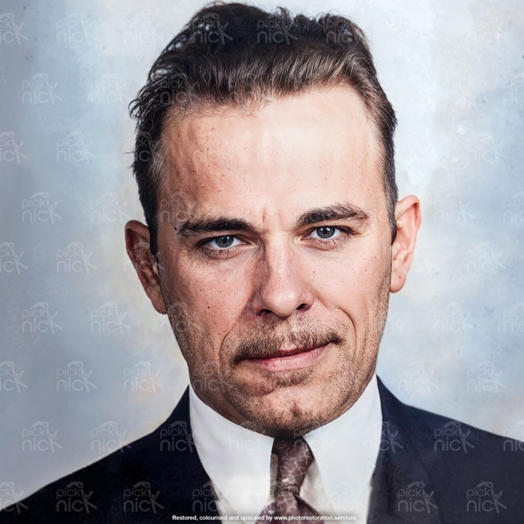 John Dillinger mugshot picture — Fully Restored, Colorised & Upscaled